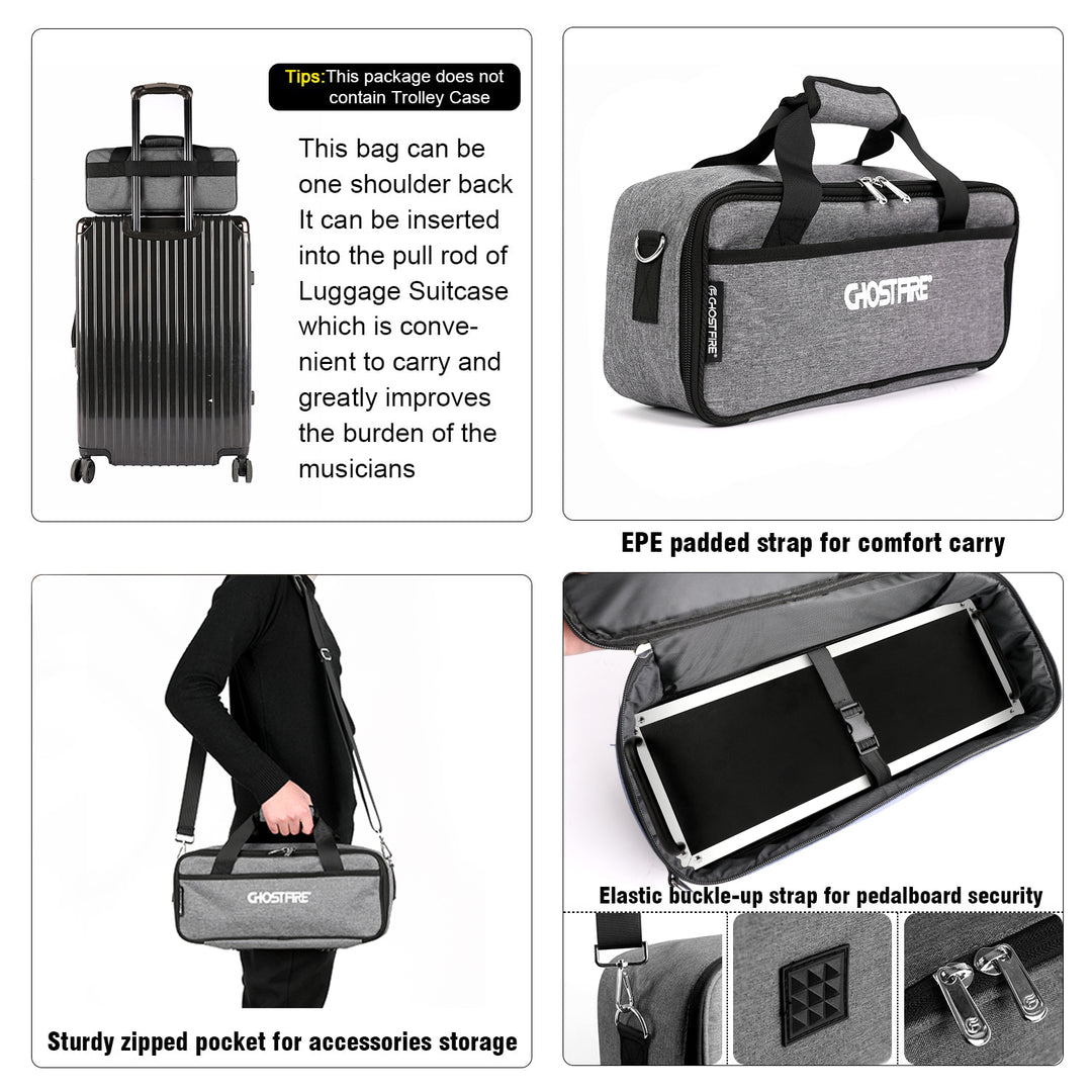 Ghost Fire Guitar Pedal Board Aluminum Alloy Effect Pedalboard with Carry Bag F-STANDARD1.0