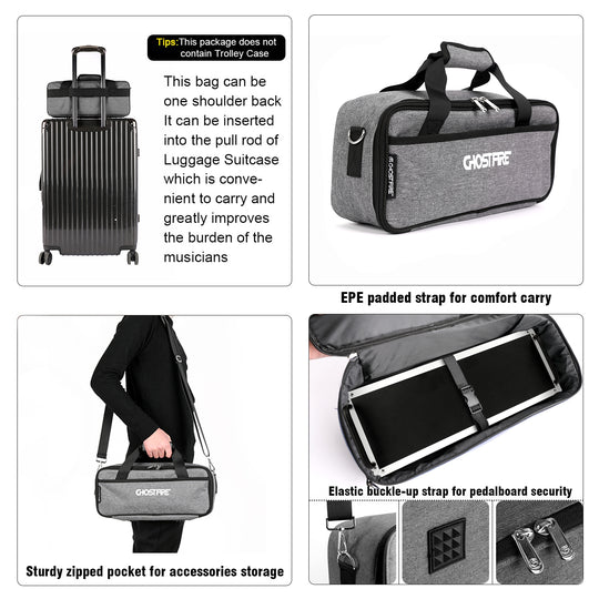 Ghost Fire Guitar Pedal Board Aluminum Alloy Effect Pedalboard with Carry Bag F-STANDARD1.0