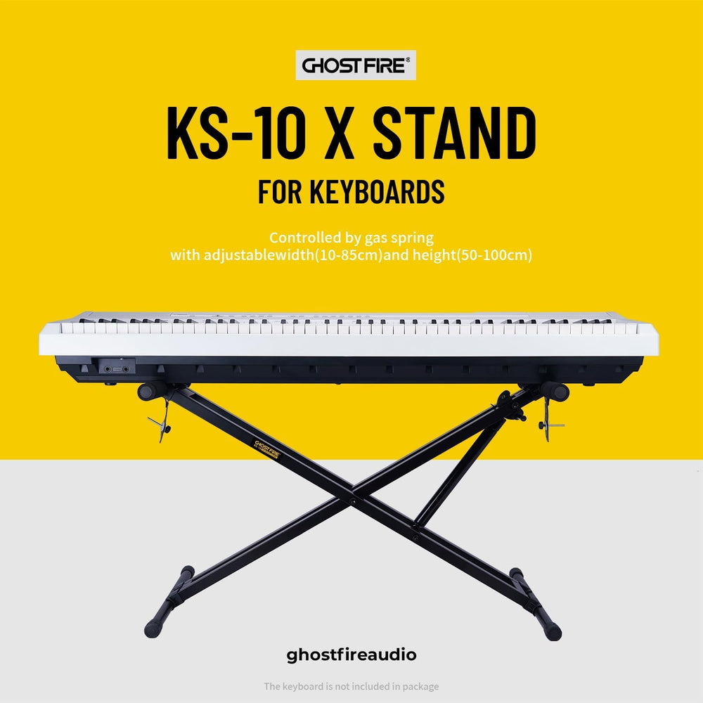 GHOSTFIRE Adjustable Hydraulic Keyboard and Piano Stand Heavy-Duty Double-X Pre-Assembled One-button Lifting Stand with Locking Straps, KS-10 Portable X Stand for Kyboard Piano Electic Piano