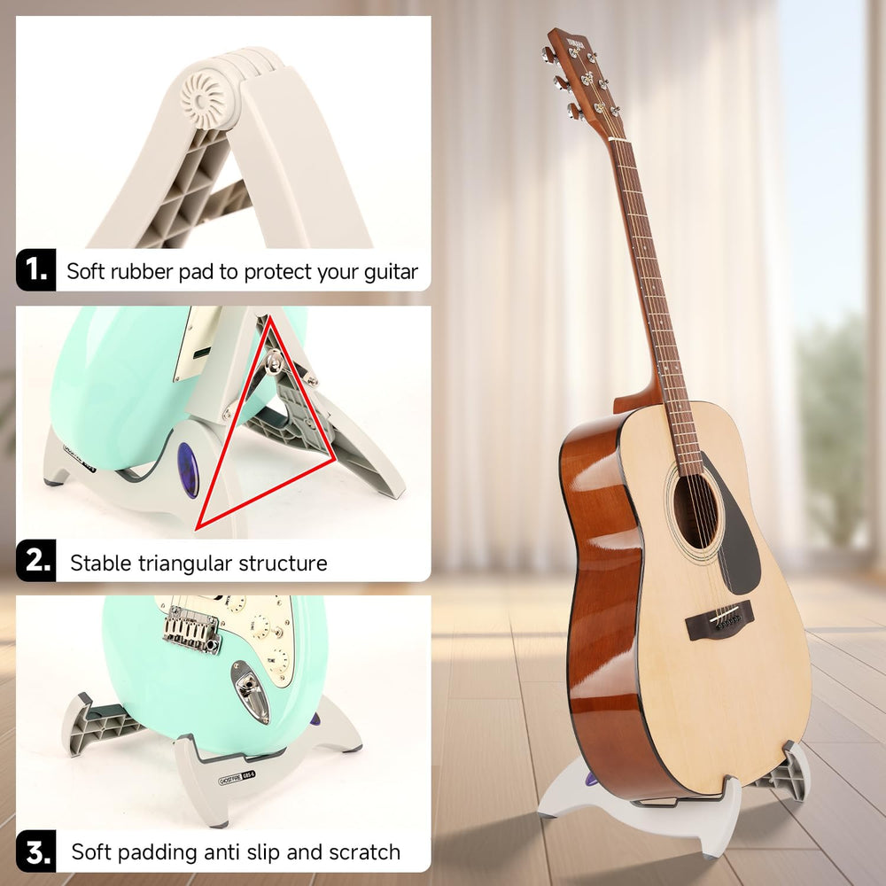 GHOSTFIRE Adjustable Guitar Stand - Folding A-Frame Tripod for Electric, Acoustic, Bass Guitars & Violin, Non-Slip Rubber Feet (GBS-6)