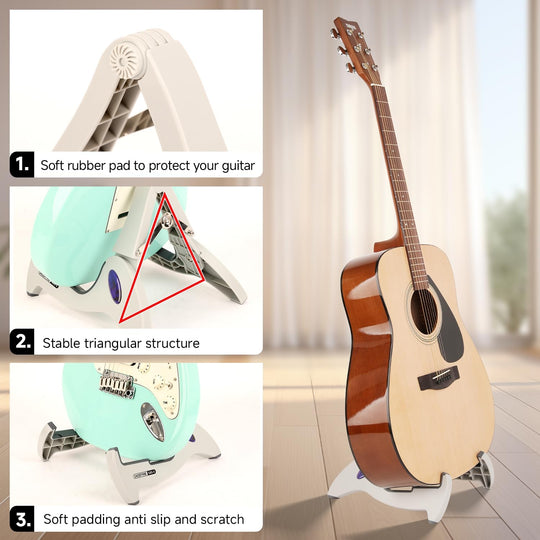 GHOSTFIRE Adjustable Guitar Stand - Folding A-Frame Tripod for Electric, Acoustic, Bass Guitars & Violin, Non-Slip Rubber Feet (GBS-6)