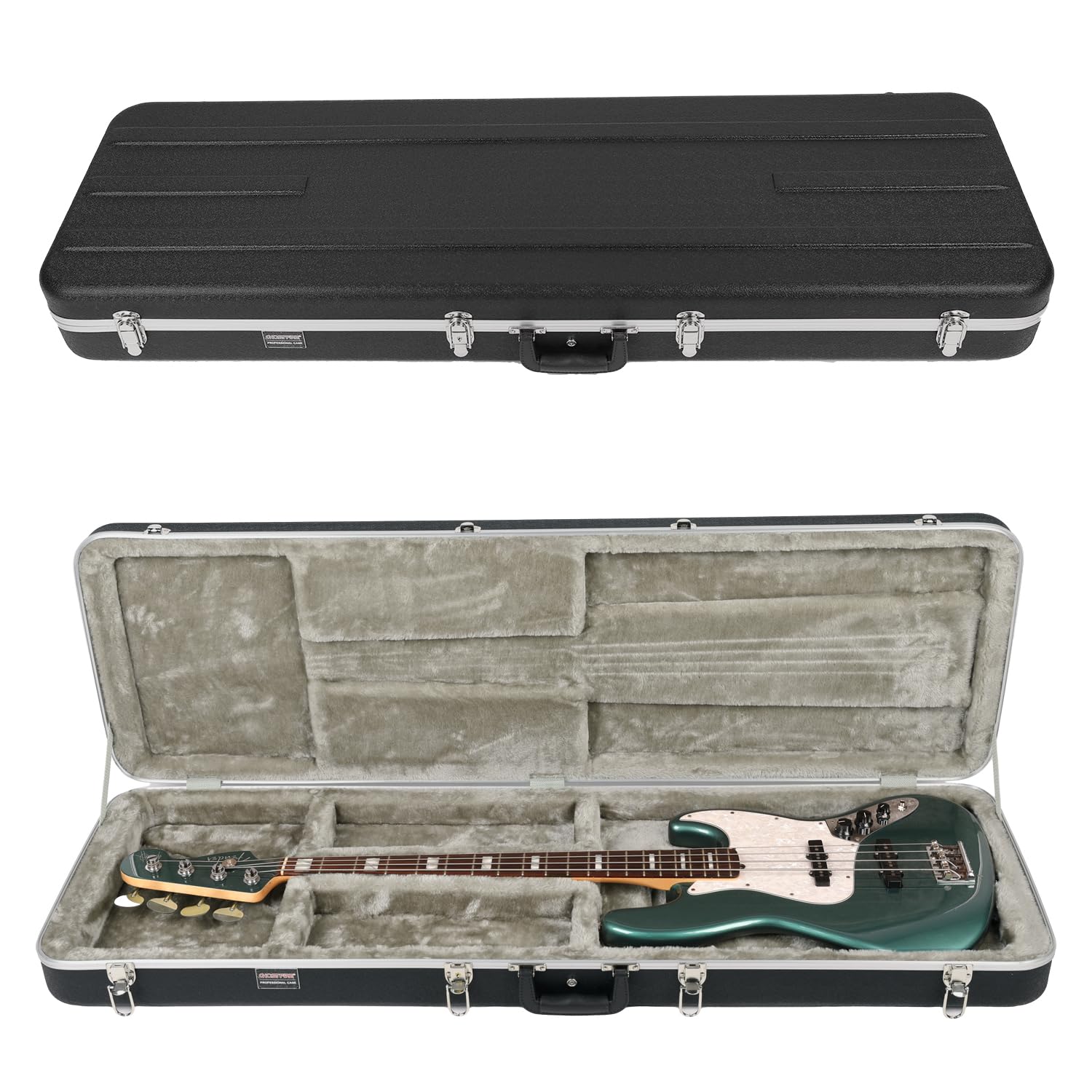 GHOSTFIRE Hard-Shell Electric Bass Case Ultra-Durable ABS Molded Case for Precision and Jazz Bass Guitars, Heavy-Duty Protection GC-RB