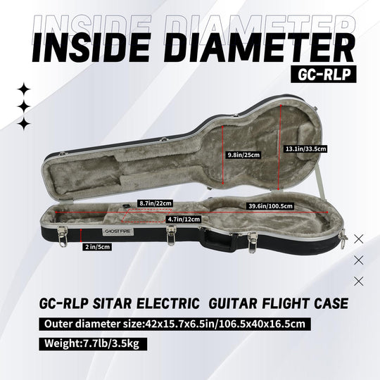 Ghostfire Electric Guitar Hard Case – Protective Hardshell Angled Guitar Case(LP)