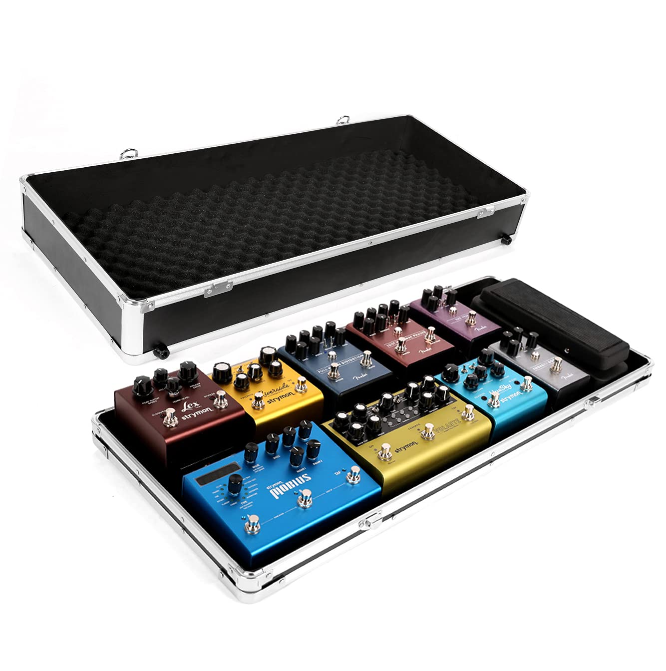 pedal case Christmas Sale Pre-sale Starts Ghost Fire Guitar Multi Effect Pedal Case 27.5x11.6x4.2in ,with Pedal Mounting Tape Fastener,Sturdy Locking Aluminum