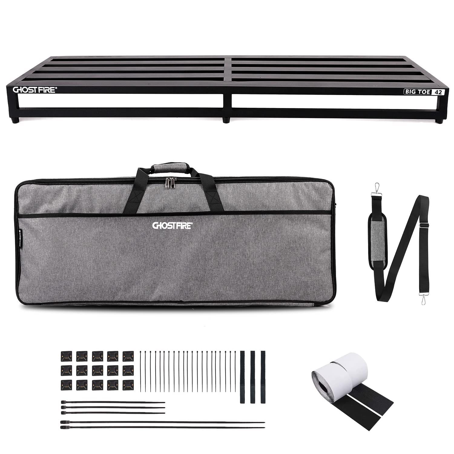 b1g guitar pedal Ghost Fire Guitar Pedal Board Aluminum Alloy 8.15lb Effect Pedalboard 41.7"x15.7" with Carry Bag,V series (V-BIG TOE 42)
