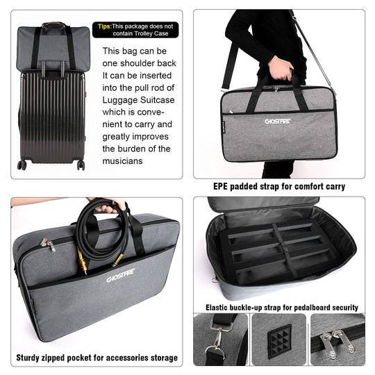 Ghost Fire Guitar Pedal Board Aluminum Alloy 2.2ib Super light Effect Pedalboard 27.5''x11.8'' with Carry Bag SPL-07