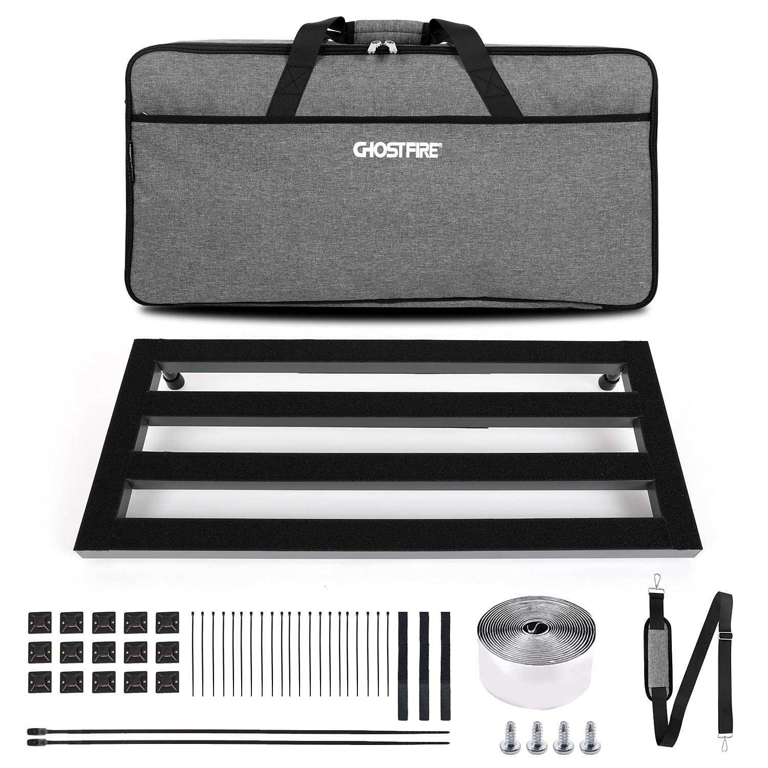 amazon basic guitar pedals Ghost Fire Guitar Pedal Board Aluminum Alloy 2.2ib Super light Effect Pedalboard 27.5''x11.8'' with Carry Bag Spl-07