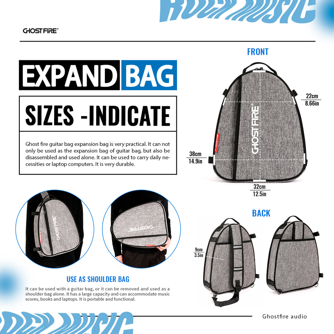 GHOSTFIRE High-end Electric Guitar Bag Super thick fit ST/TL ,LP/SG An Expansion Package Is Attached (Electric Guitar Bag-Grey 3.0)