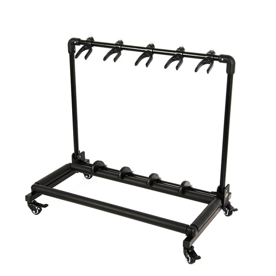 GHOSTFIRE GAW Series Guitar Stand with Wheels | Folding 3, 5 & 7 Guitar Rack for Electric, Acoustic & Bass Guitars
