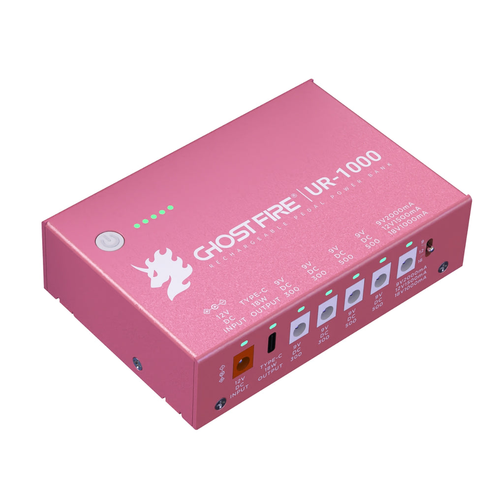GHOST FIRE UR-2000 Guitar Pedal Power Supply – 9V/12V/18V Isolated Outputs, Wireless Charging, Short-Circuit Protection, Lifetime Warranty