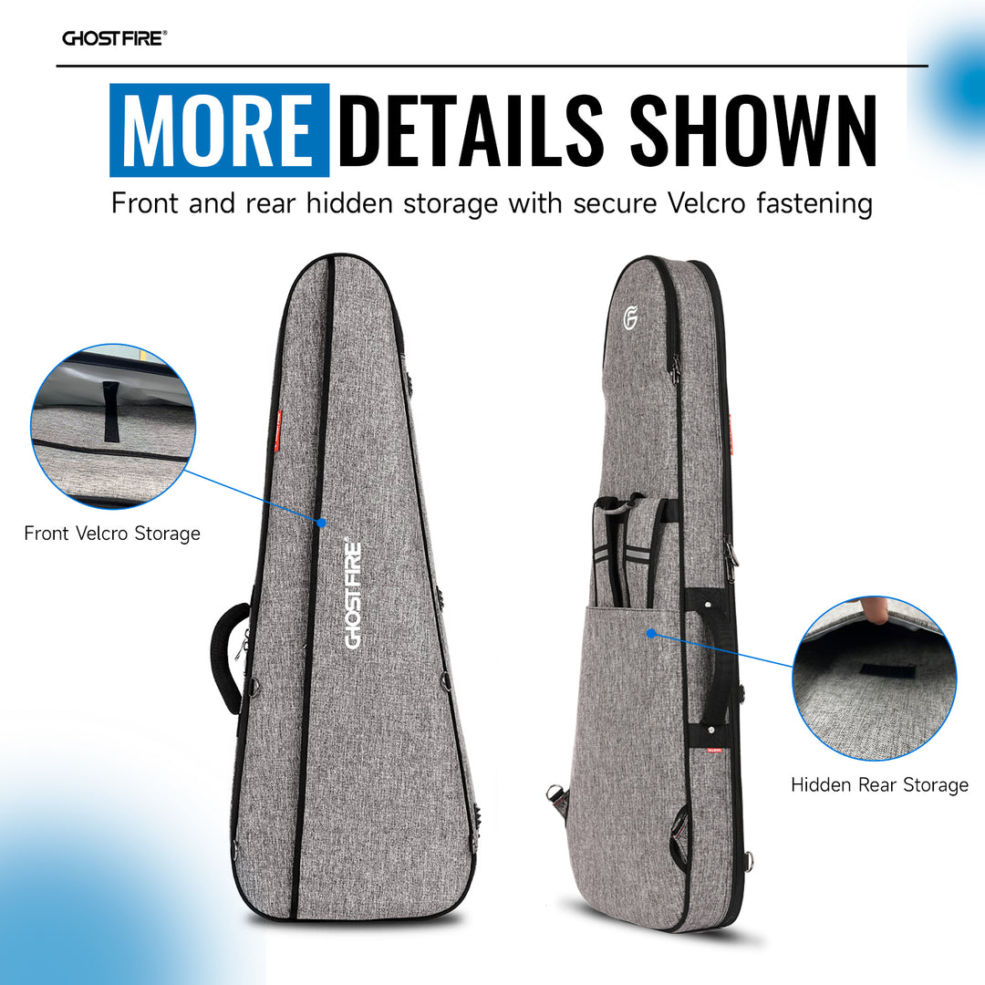 GHOSTFIRE Bullet Series Bass Gig Bag – Lightweight, Durable, Shock-Resistant Case An Expansion Package Is Attached(Bass Gig Bag-Grey)
