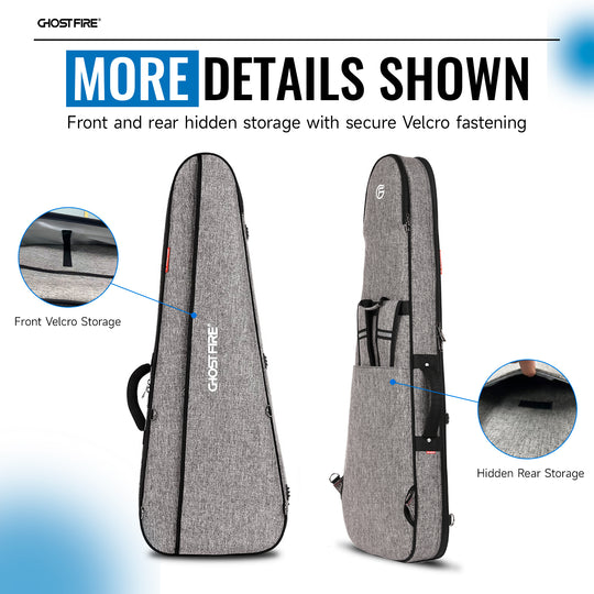 GHOSTFIRE Bullet Series Bass Gig Bag – Lightweight, Durable, Shock-Resistant Case An Expansion Package Is Attached(Bass Gig Bag-Grey)