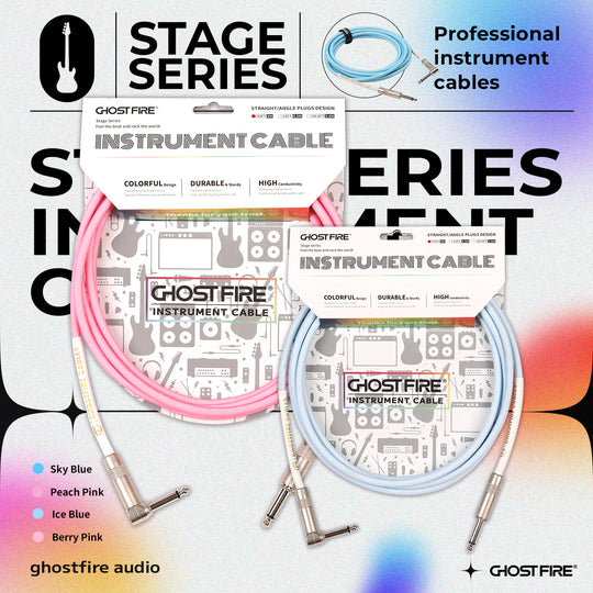 GHOSTFIRE 🔥1つ買うと1つ無料🔥18.6フィート 1/4インチ 直角楽器ケーブル エレキギター、ベースギター、プロオーディオ用高性能ケーブル