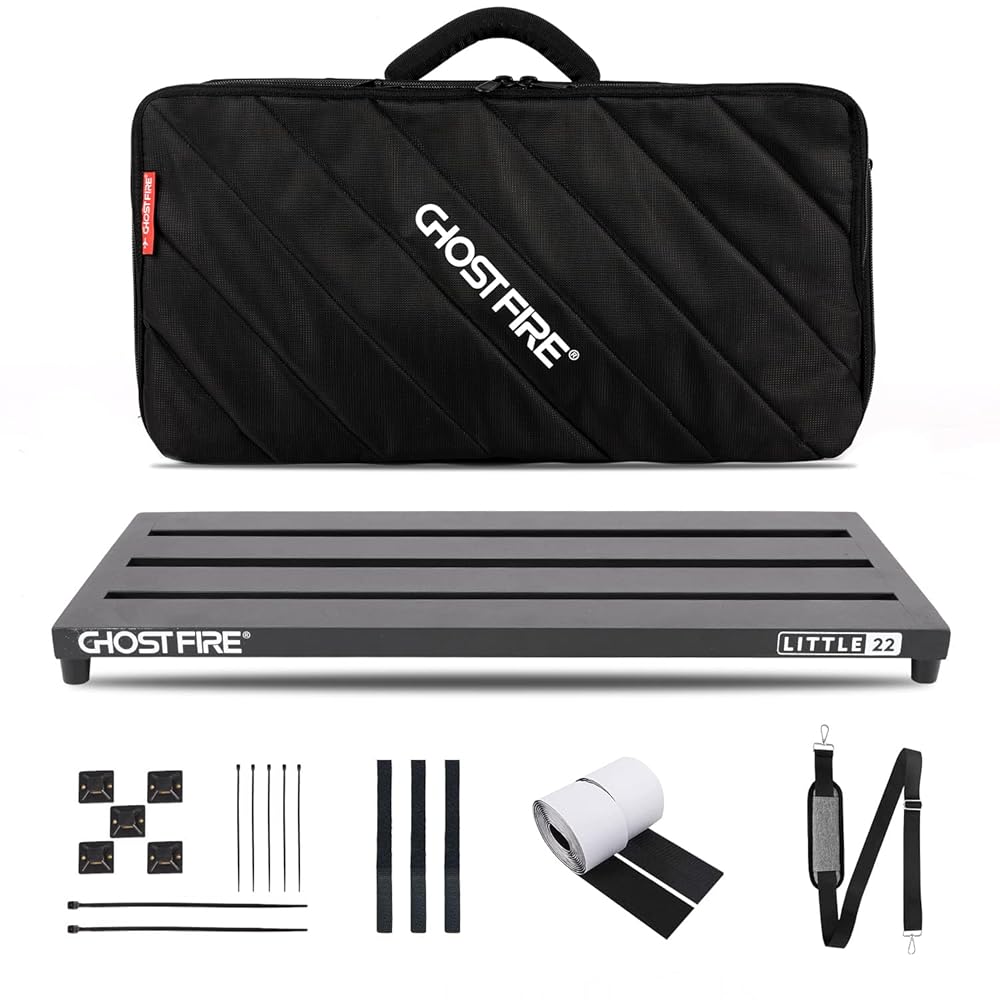 amazon basic guitar pedals Ghost Fire Guitar Pedal Board Aluminum Alloy Effect Pedalboard 22"x9.8" with Carry Bag,V series (V-LITTLE 22) V-LITTLE 22 Deluxe Set
