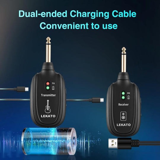 A8+ 3rd Gen UHF Wireless Guitar System (2-Pack) – 20Hz–20kHz Low-Latency Transmitter & Receiver for Electric Guitar, Bass & Violin
