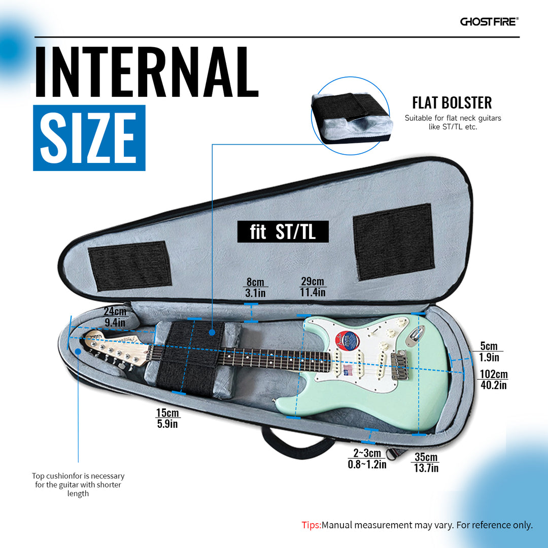 GHOSTFIRE High-end Electric Guitar Bag Super thick fit ST/TL ，LP/SG An Expansion Package Is Attached (Electric Guitar Bag-Blue 3.0)