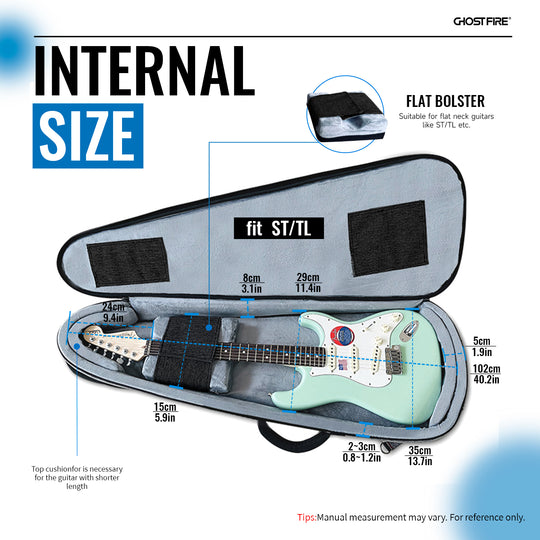 GHOSTFIRE High-end Electric Guitar Bag Super thick fit ST/TL ，LP/SG An Expansion Package Is Attached (Electric Guitar Bag-Grey 3.0)