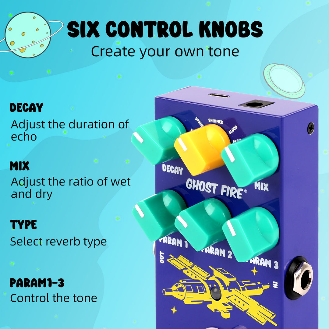 GHOSTFIRE Guitar Pedal SPACE Reverb 9 Modes Reverb Effects SPACE Pedal Digital (Reverb)