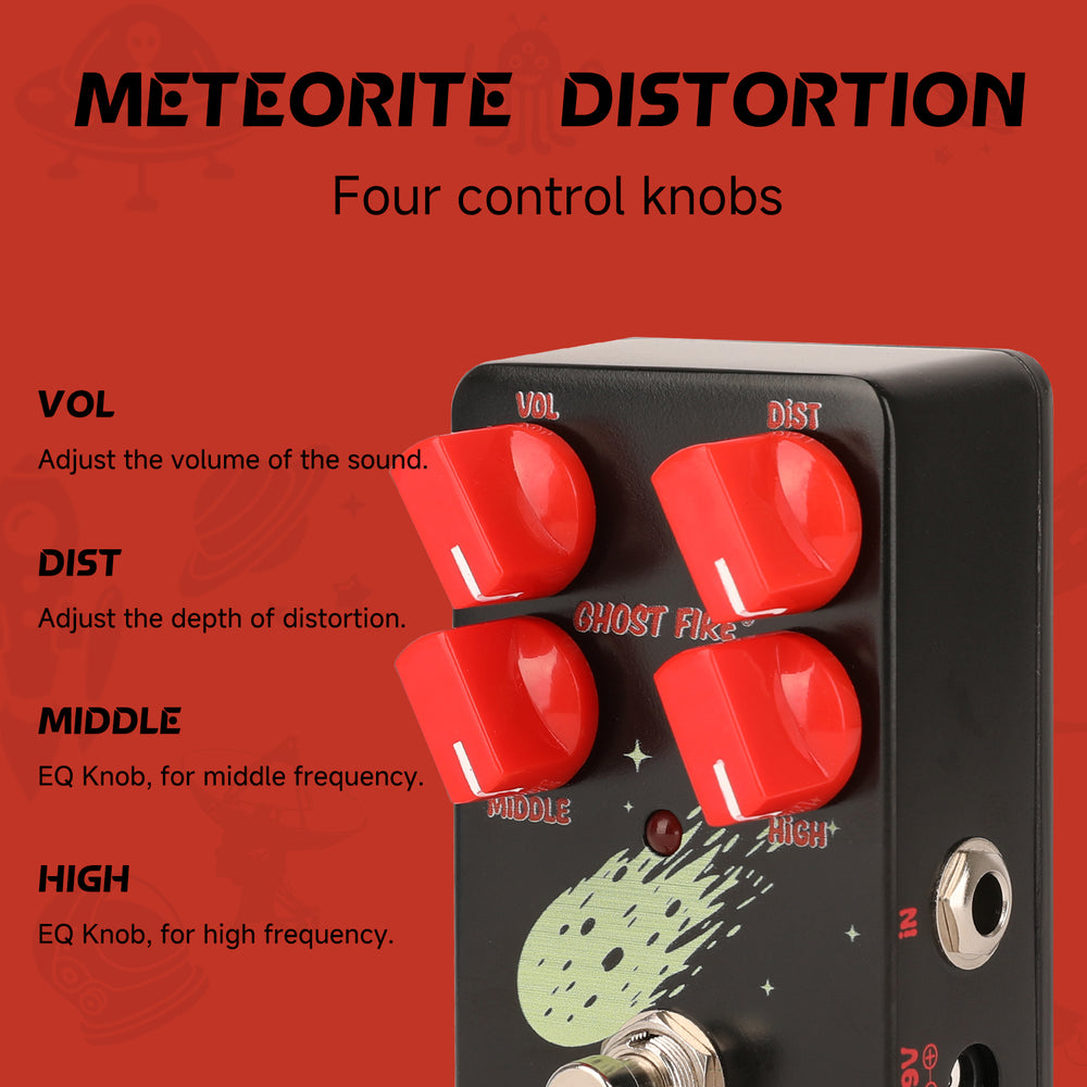 Pedal de efecto de distorsión de guitarra GHOSTFIRE (METEORITE DISTORTION) 