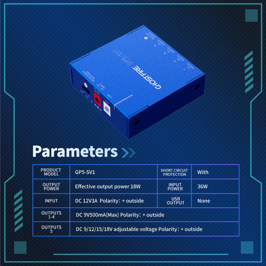 GHOST FIRE ペダル電源 独立した短絡保護を備えた絶縁電源 (GP5-SV1) 