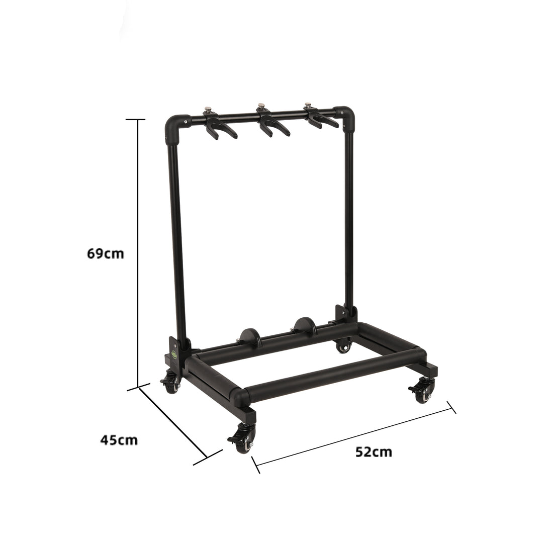 GHOSTFIRE GAW Series Guitar Stand with Wheels | Folding 3, 5 & 7 Guitar Rack for Electric, Acoustic & Bass Guitars
