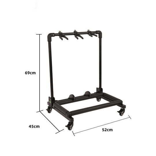 GHOSTFIRE GAW Series Guitar Stand with Wheels | Folding 3, 5 & 7 Guitar Rack for Electric, Acoustic & Bass Guitars