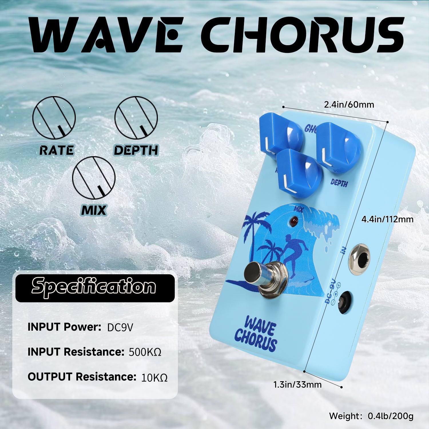 GHOSTFIRE Guitar Chorus Effect Pedal (WAVE CHORUS) – Ghost