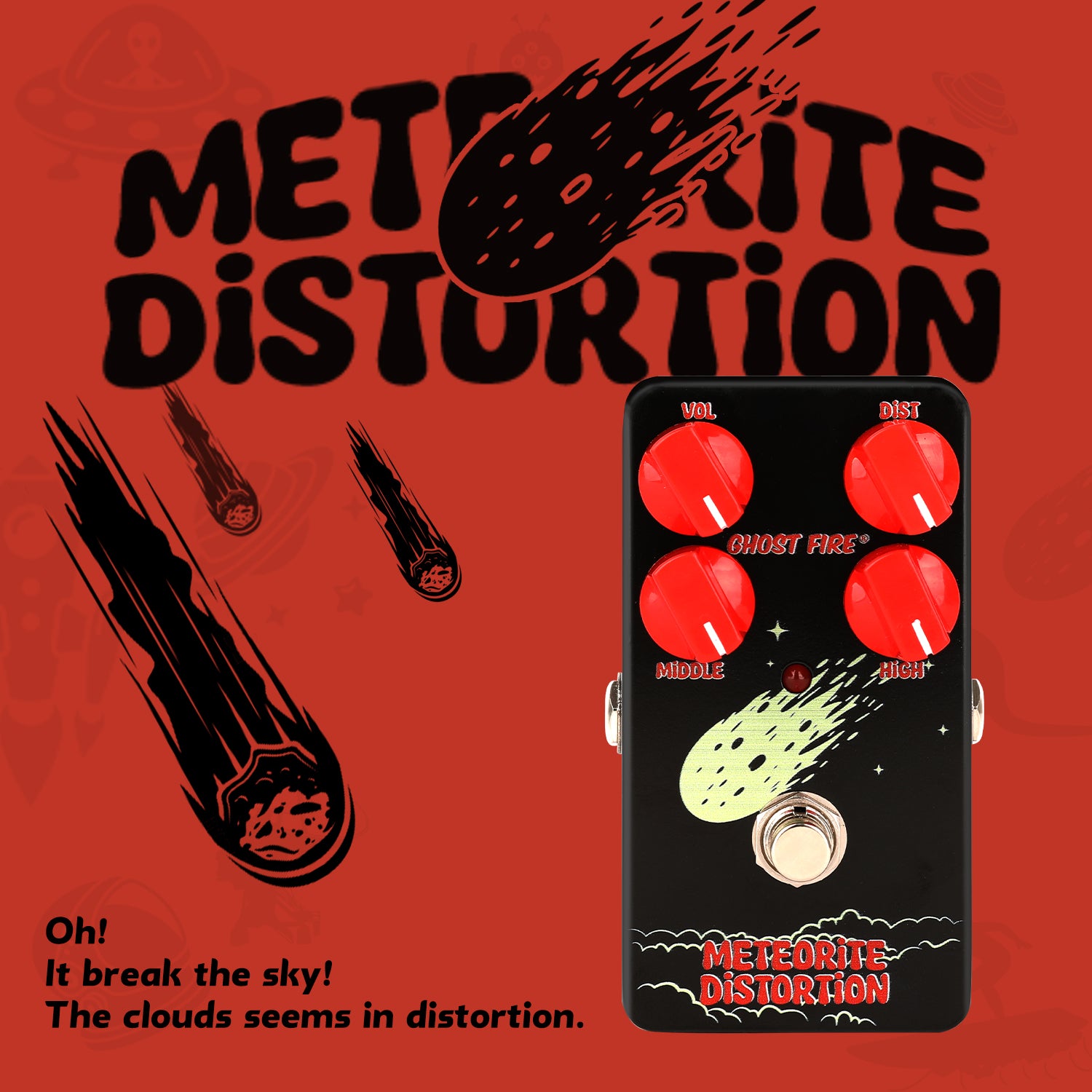 GHOSTFIRE Meteorite Distortion Guitar Effect Pedal - High Gain