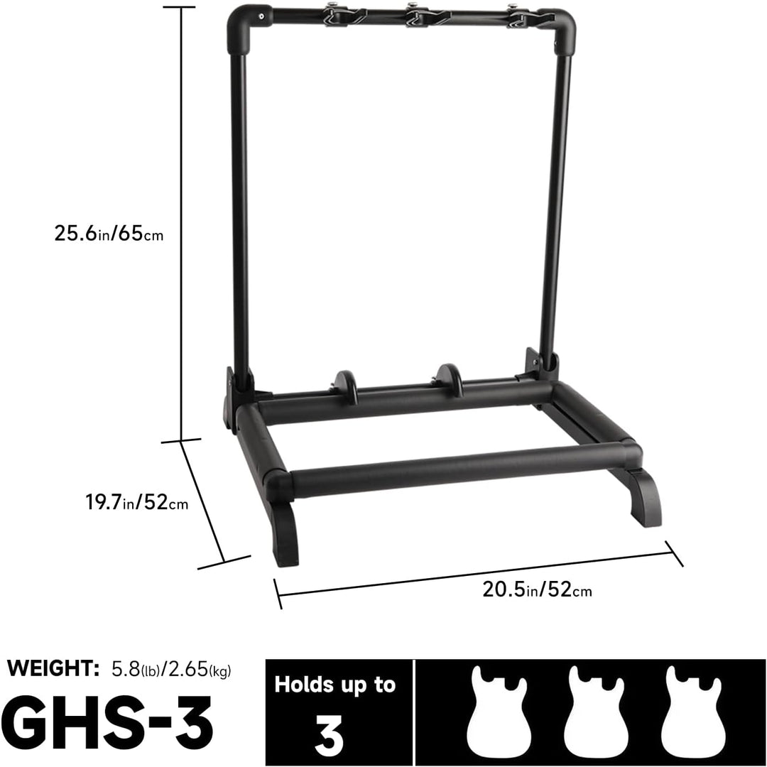 GHOSTFIRE 3 Multi-holder Guitar Stand Foldable Guitar Display Rack Fit Guitar/Bass/Acoustic (GHS-3)