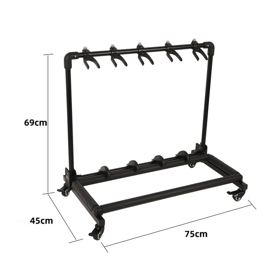 GHOSTFIRE GAW Series Guitar Stand with Wheels | Folding 3, 5 & 7 Guitar Rack for Electric, Acoustic & Bass Guitars