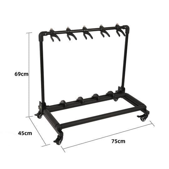 GHOSTFIRE GAW Series Guitar Stand with Wheels | Folding 3, 5 & 7 Guitar Rack for Electric, Acoustic & Bass Guitars