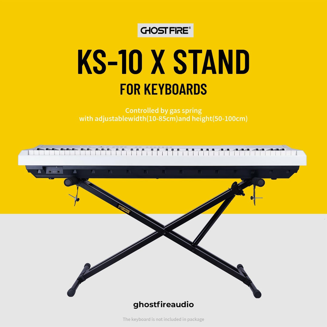 🎁Halloween Exclusive: Limited Time 49% OFF🔥GHOSTFIRE Adjustable Hydraulic Keyboard and Piano Stand Heavy-Duty Double-X Pre-Assembled One-button Lifting Stand with Locking Straps, KS-10 Portable X Stand for Kyboard Piano Electic Piano