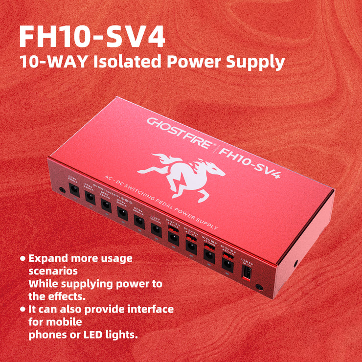 GHOSTFIRE Pedal Power Supply lsolated Power Bank with independent Short-Circuit Protection (FH10-SV4)