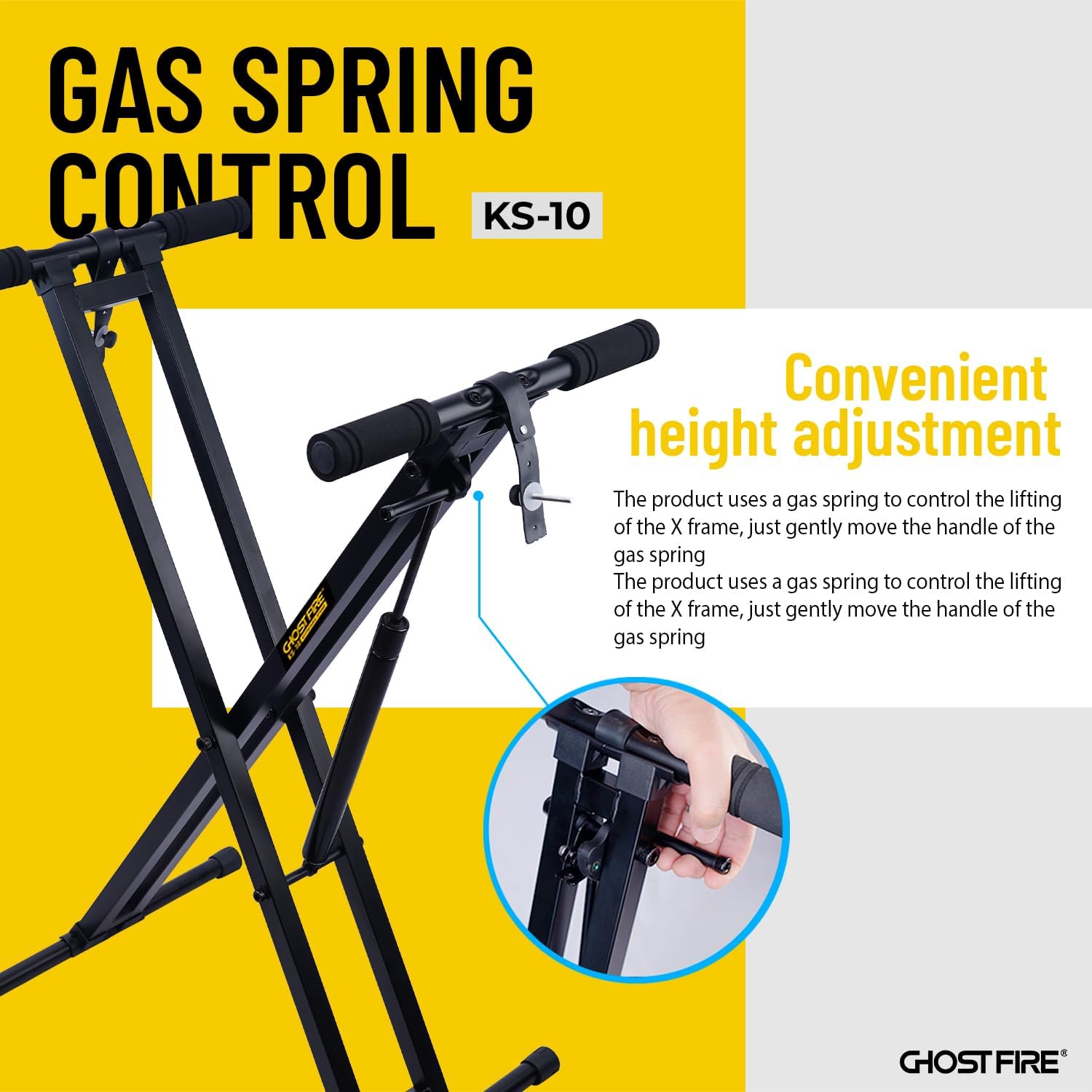 GHOSTFIRE Adjustable Hydraulic Keyboard and Piano Stand Heavy-Duty