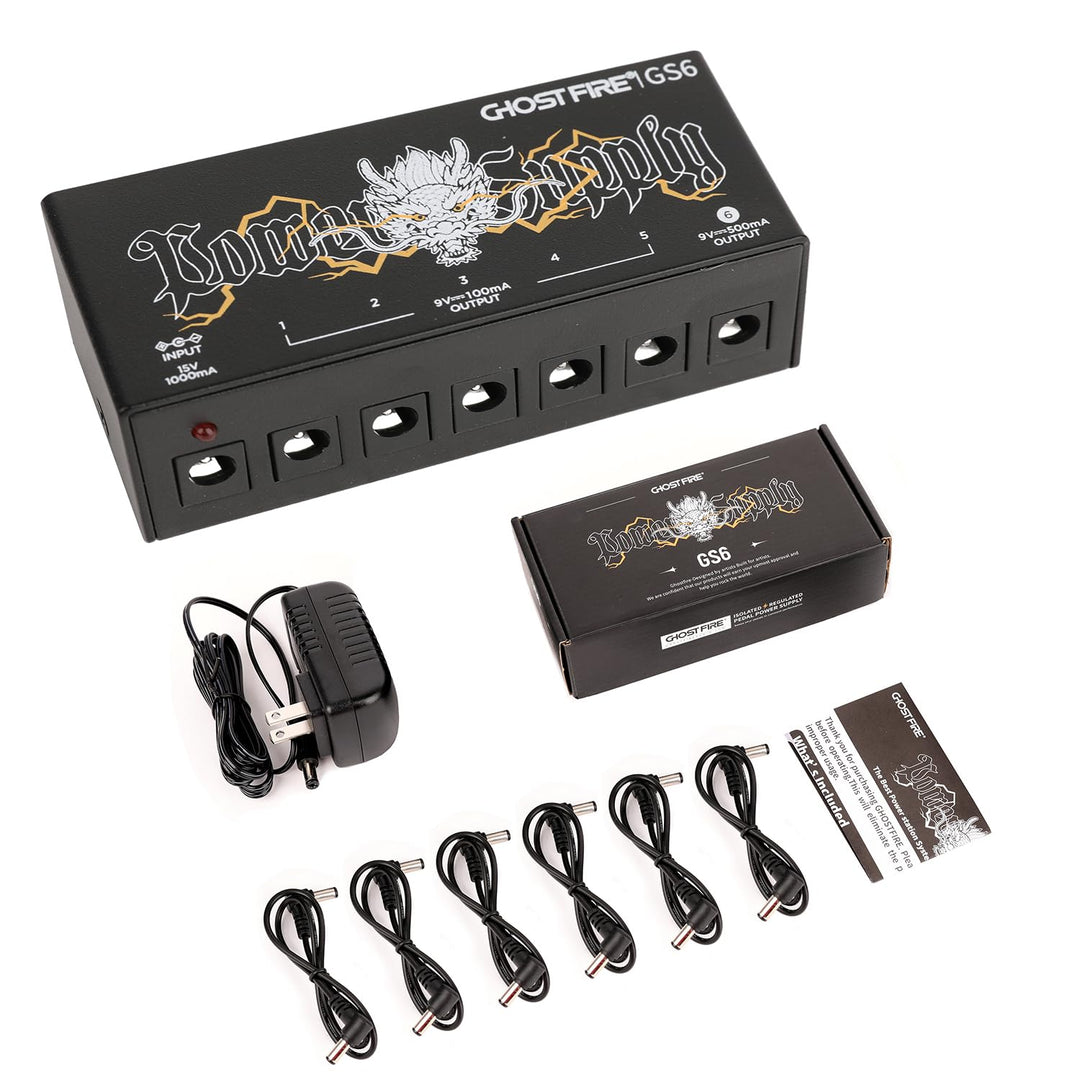 guitar pedal input output GHOSTFIRE GS6 Guitar Pedal Power Supply 9V/1000mA High Current for 9V/ – Ghost Fire Audio