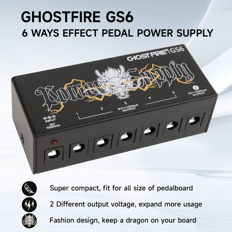 GHOSTFIRE GS6 Guitar Pedal Power Supply for Effect Pedals