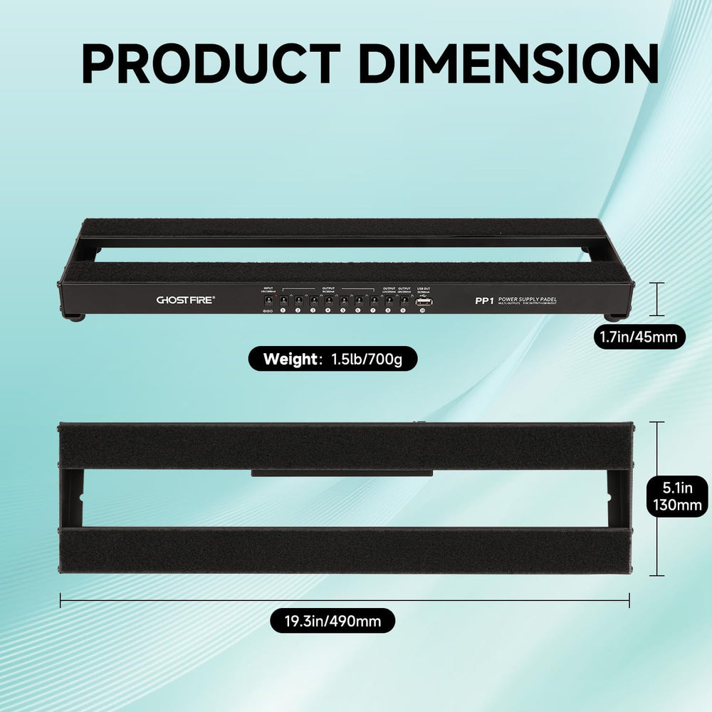 Ghost Fire PP1 Guitar Pedalboard with Built-in Isolated Power Supply – Durable Aluminum Alloy Design with Carry Bag for Effect Pedals – Compact & Reliable PP Series