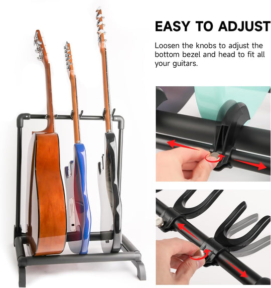 GHOSTFIRE 3 Multi-holder Guitar Stand Foldable Guitar Display Rack Fit Guitar/Bass/Acoustic (GHS-3)