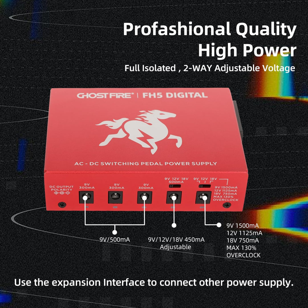 GHOSTFIRE ペダル電源 独立した短絡保護機能を備えた絶縁型パワーバンク (FH10-SV4) 