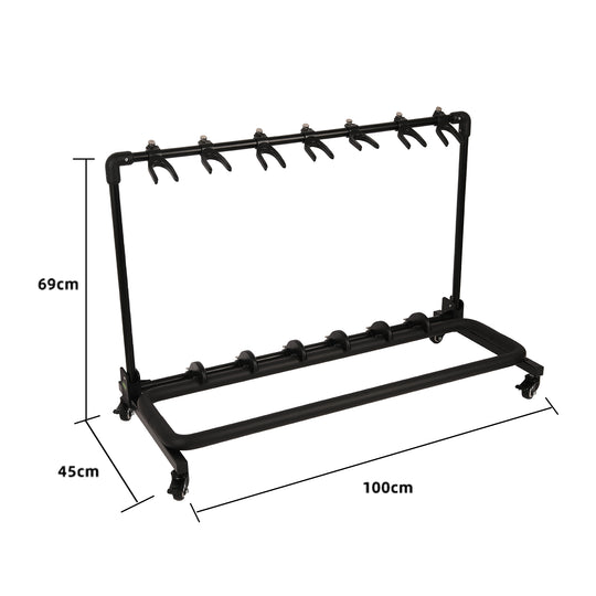 GHOSTFIRE GAW Series Guitar Stand with Wheels | Folding 3, 5 & 7 Guitar Rack for Electric, Acoustic & Bass Guitars