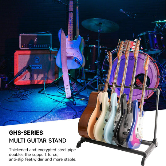 🎁Black Friday Pre-Sale🔥GHOSTFIRE 7 Multi-Guitar Stand Display Rack Black Guitar Display Holder Fit Guitar/Bass/Acoustic (GHS-7)