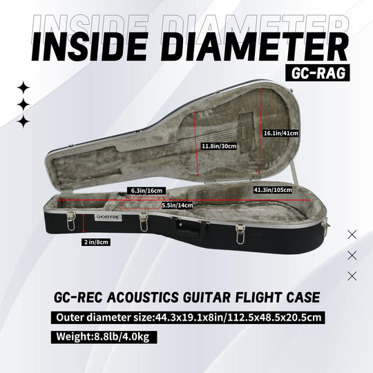 GHOSTFIRE Hard-Shell Cases Acoustic Guitar Case Super thick fit for Acoustic (GC-RAG-Acoustic)