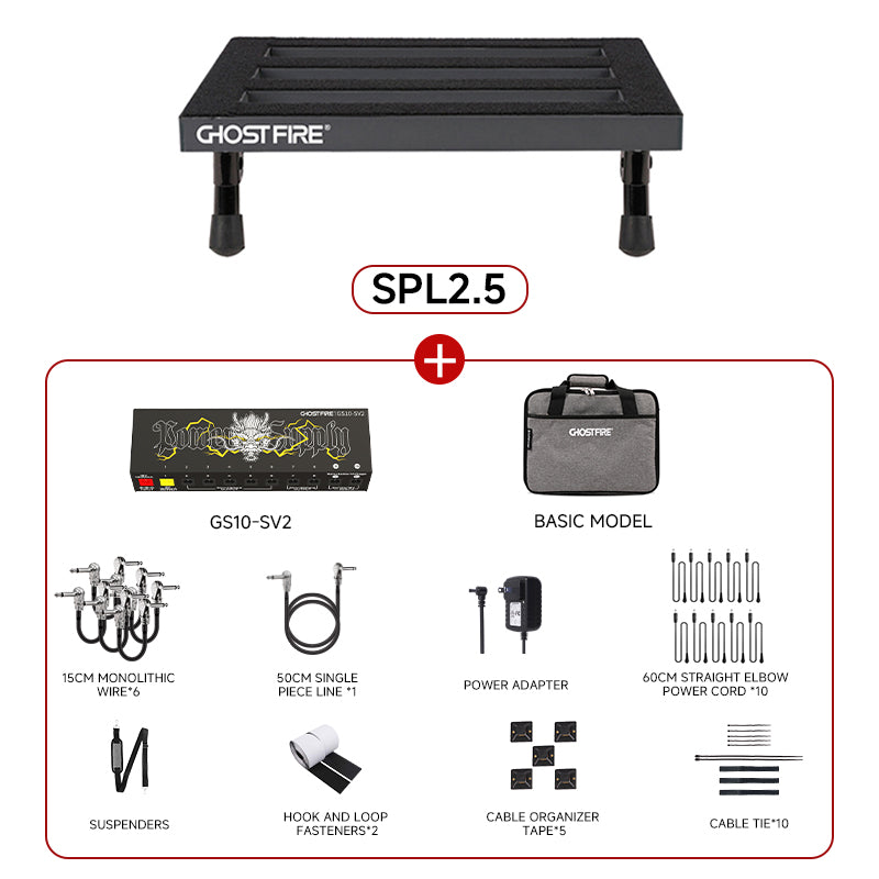 Buy 1 Get 2 Free 🎁 Ghost Fire S Series Ultra-Light Guitar Pedalboard + Free Deluxe Pack & Power Supply