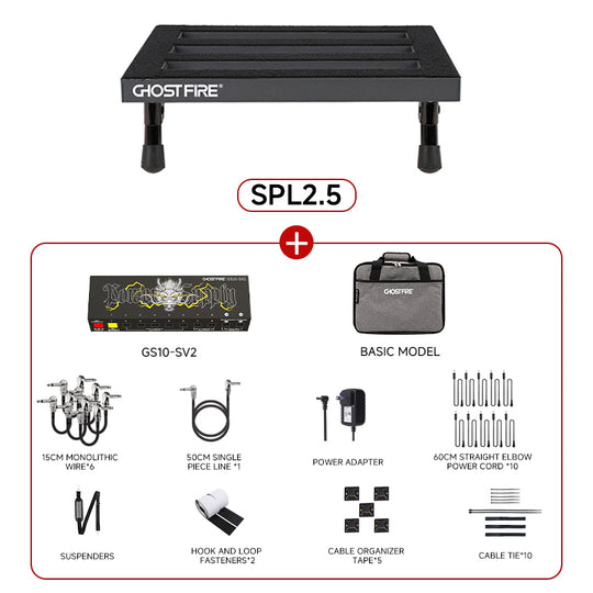 Buy 1 Get 2 Free 🎁 Ghost Fire S Series Ultra-Light Guitar Pedalboard + Free Deluxe Pack & Power Supply