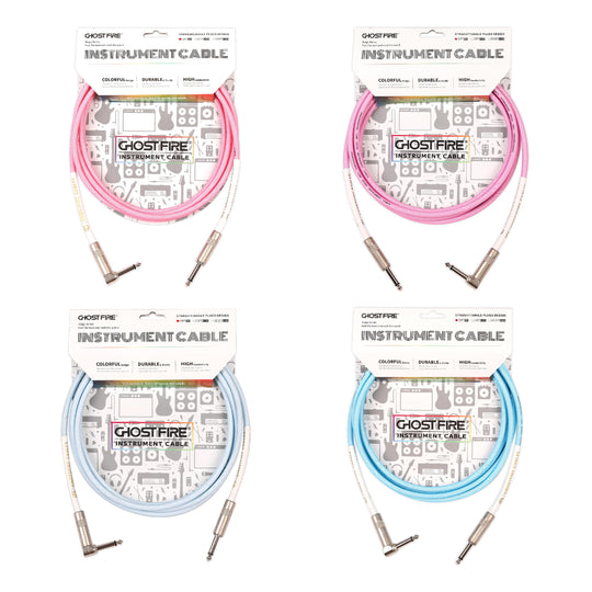 Cable de instrumento en ángulo recto GHOSTFIRE de 18,6 pies y 1/4 de pulgada, cable de alto rendimiento para guitarra eléctrica, bajo y audio profesional 