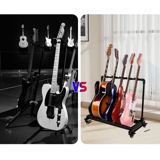 GHOSTFIRE GAW Series Guitar Stand with Wheels | Folding 3, 5 & 7 Guitar Rack for Electric, Acoustic & Bass Guitars