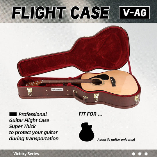 GHOSTFIRE Premium Hard Shell Acoustic Guitar Case – Super Thick Protection Fit for Dreadnought & Acoustic Guitars