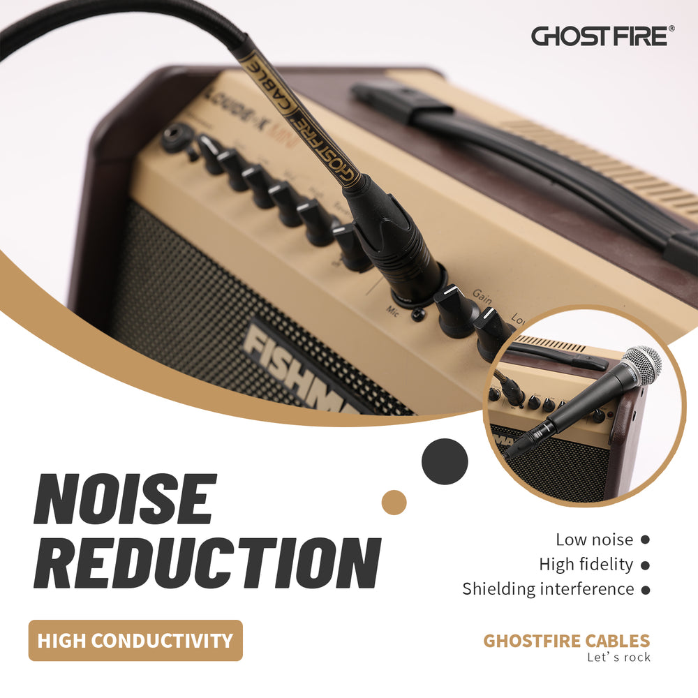 GHOST FIRE High Performance microphone Cable  Performanc Noise-Cancelling  (16.4 feet-(Male-to-Female)