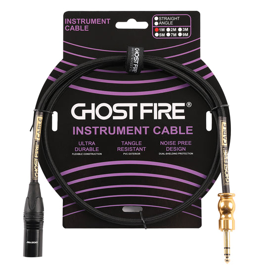 Cable de micrófono de alto rendimiento GHOST FIRE (3,3 pies - (1/4" TRS a XLR macho)