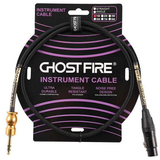 GHOST FIRE High Performance microphone Cable  Performanc Noise-Cancelling  (3.3 feet-(1/4" TRS-to-XLRFemale)